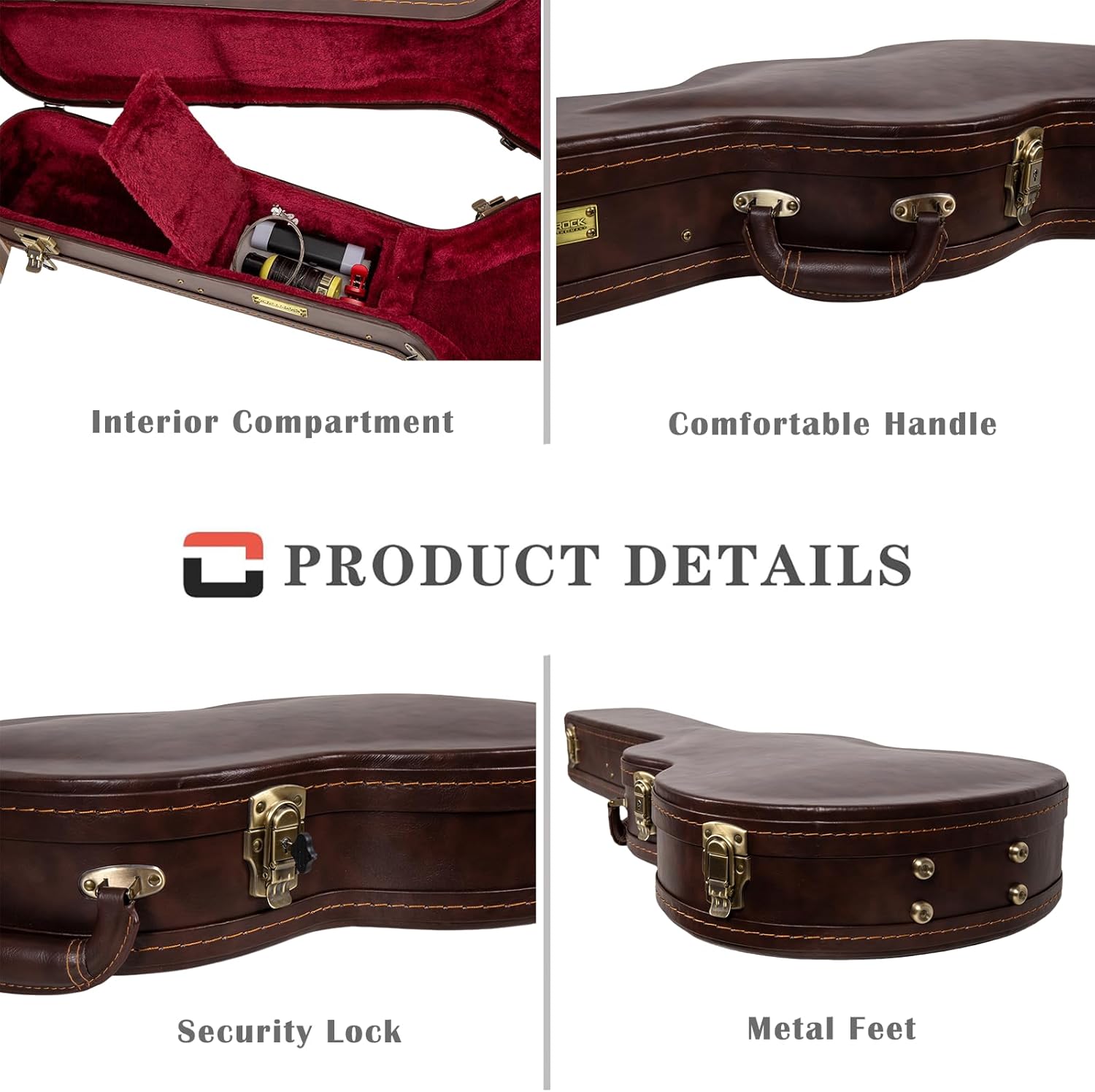 Crossrock 13" Archtop Guitar Case for Gretsch Jet/Penguin/Chris Rocha | Wooden Hardshell, Lock, Storage, Left & Right-Hand Compatible – Vintage Brown (CRW620JA13BR)