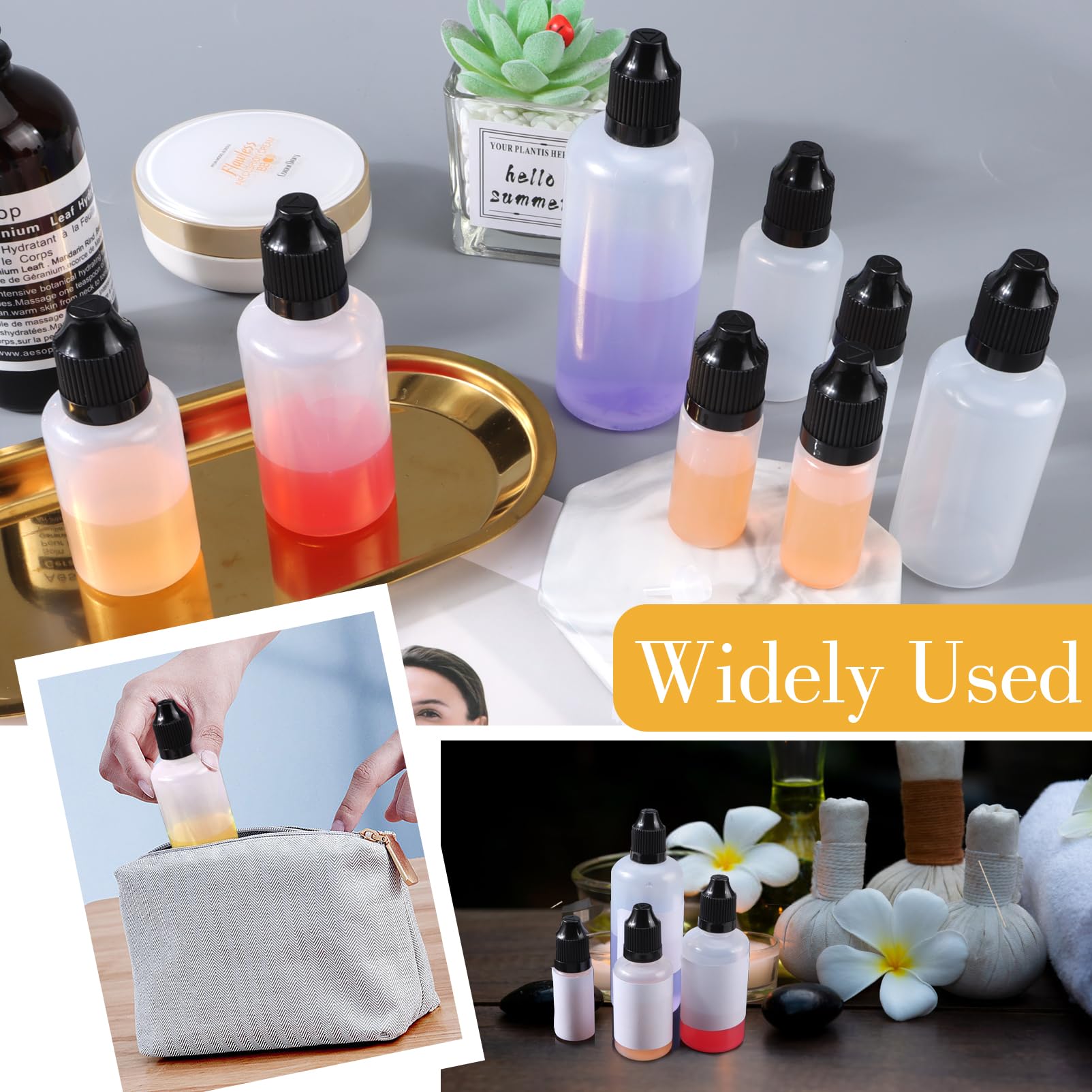 YiliYa 20 Pezzi Contagocce Bottiglie,10ml/30ml/50ml/100ml Flaconi Vuoti Plastica Squeezable Liquidi con Imbuto Contagocce et Etichetta