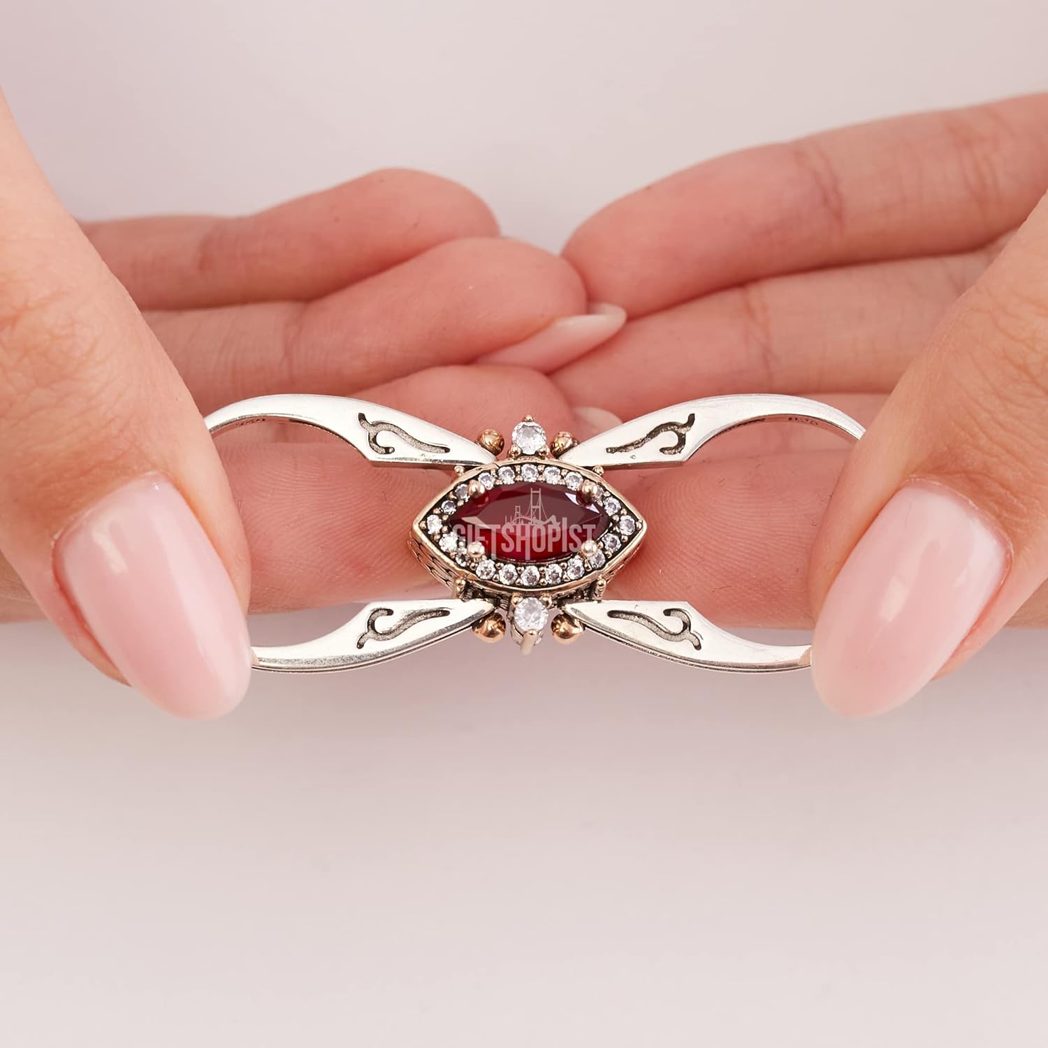 Elegant Reversible 925 Sterling Silver Ring for Women Jewelry - Handcrafted in Turkey, Featuring Marquise Cut Ruby Emerald Jade and Round Topaz 925 Sterling Silver Ring Size Options