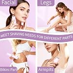 2-in-1 Electric Shaver & Bikini Trimmer With LED Display for Women & Men,IPX7 Waterproof Wet/Dry Electric Razor With Dual Head , Rechargeable Painless Body & Facial Hair Remover, Travel-Size (Purple)