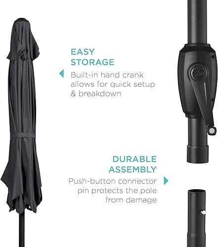 Vista 146 de Best Choice Products - Paraguas redondo para exteriores de alta resistencia (7.5 pies).