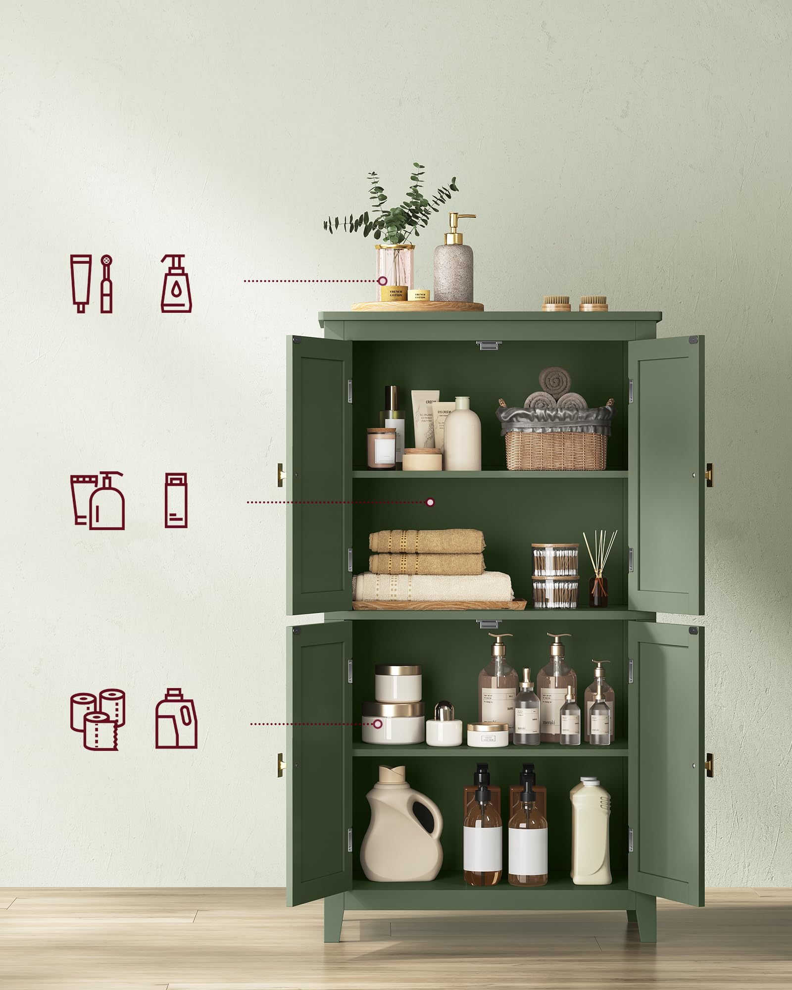 VASAGLE Armoire De Salle De Bain, Meuble De Rangement