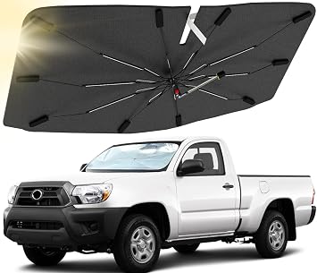 Car Windshield Sun Shade Custom Fit for Toyota Tacoma 2005-2015, Car Sun Shade with 360Rotation Bendable Handle, Automotive Windshield Sunshades Cover, Protect Your Interior