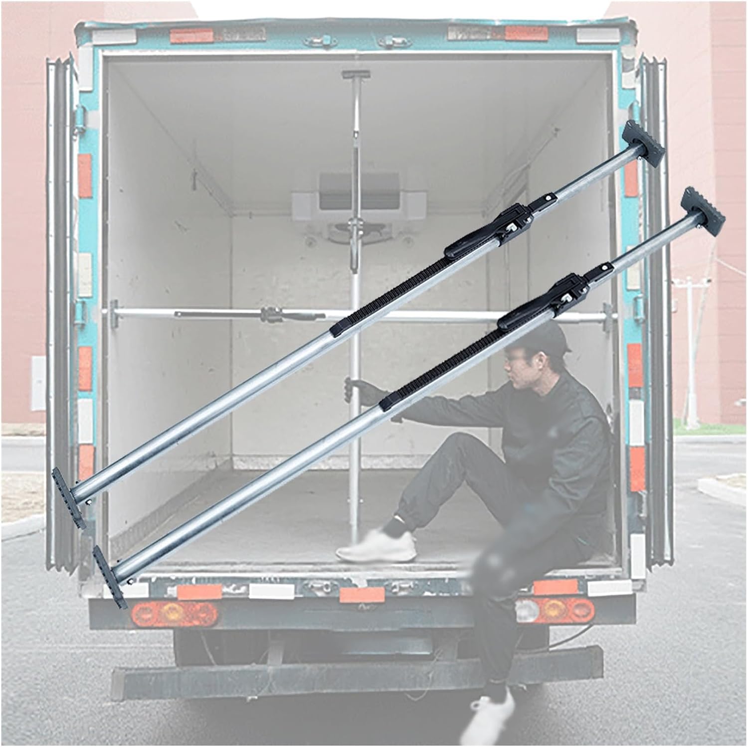 2Pcs Universal Truck Bed Cargo Bar Divider,Cargo Stabilizer Bar,Ratcheting Cargo Bar for Box Truck/Trailers(74.8 inch to 82.68 inch)