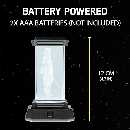 Miniatura 4 de Paladone Ahsoka Tano - Luz holográfica, modelo de cristal grabado con láser 3D de Ahsoka Tano de The Mandalorian, iluminación de Star Wars de 4.7 in