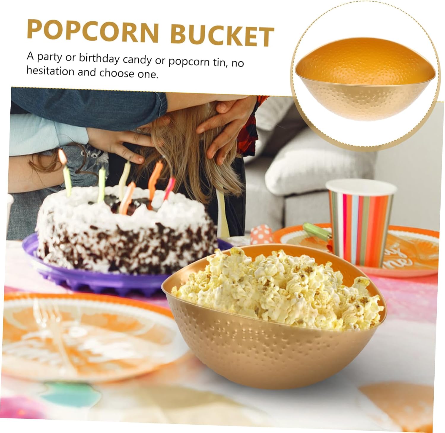 STOBAZA 1Pc Popcorn Bowl Decorative Snack Bucket for Home Kitchen Unique Retro Design for Parties and Festivals Versatile Popcorn Container