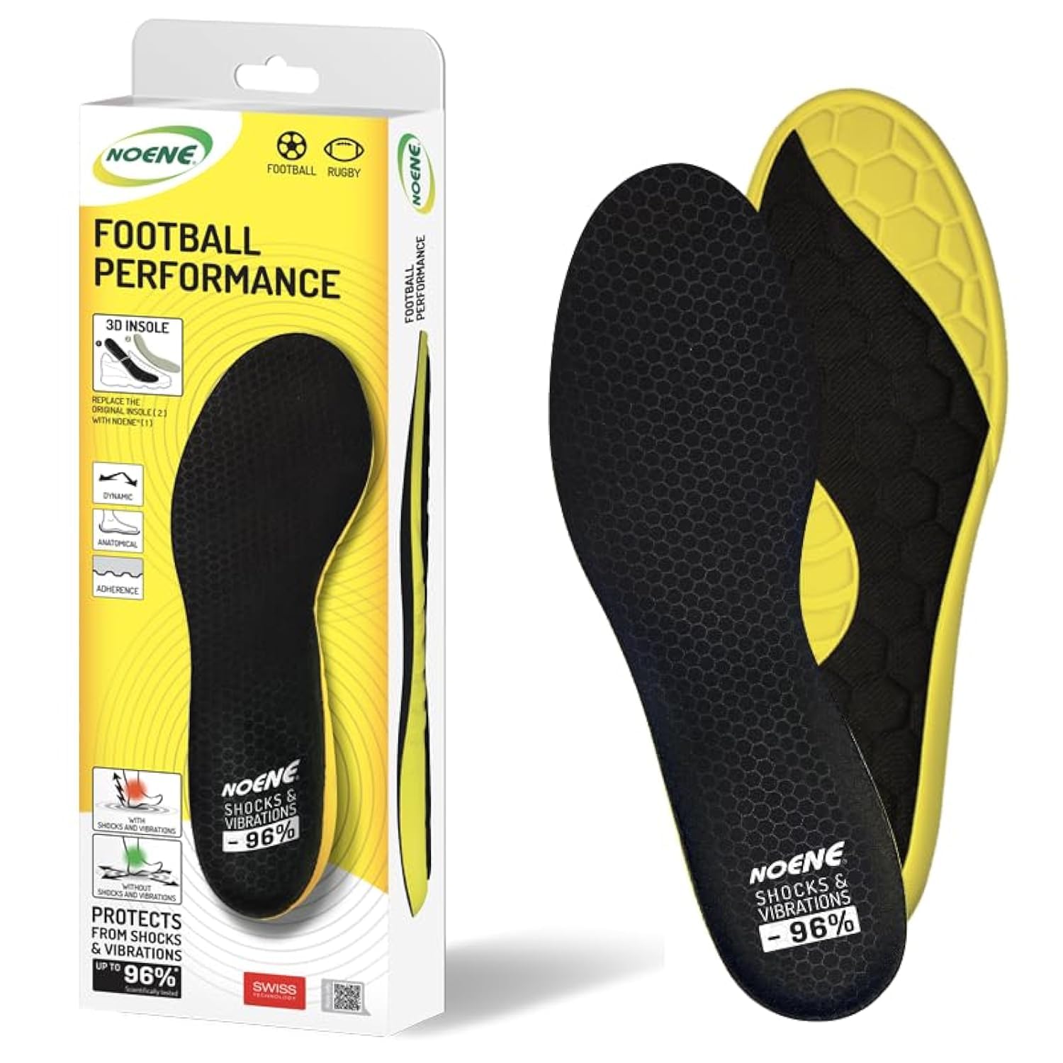 NOENE Football Performance - Inserto sportivo per ammortizzazione, supporto, comfort (42-44)
