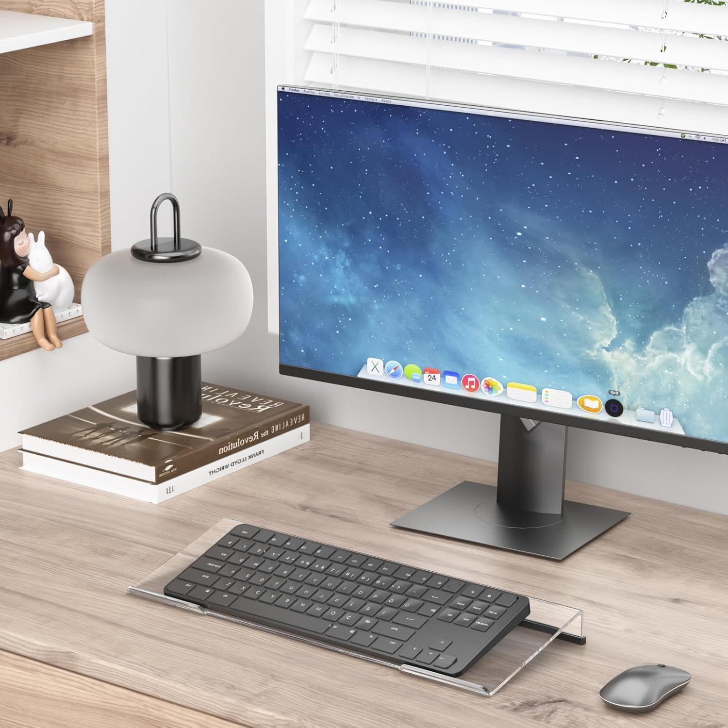 Beego Ergonomic Computer Keyboard Stand - Clear Acrylic Keyboard Riser Tilted Keyboard Holder Keyboard Tray with Black Non-Slip Strip for Easy Typing at Home School Office Desk Accessories