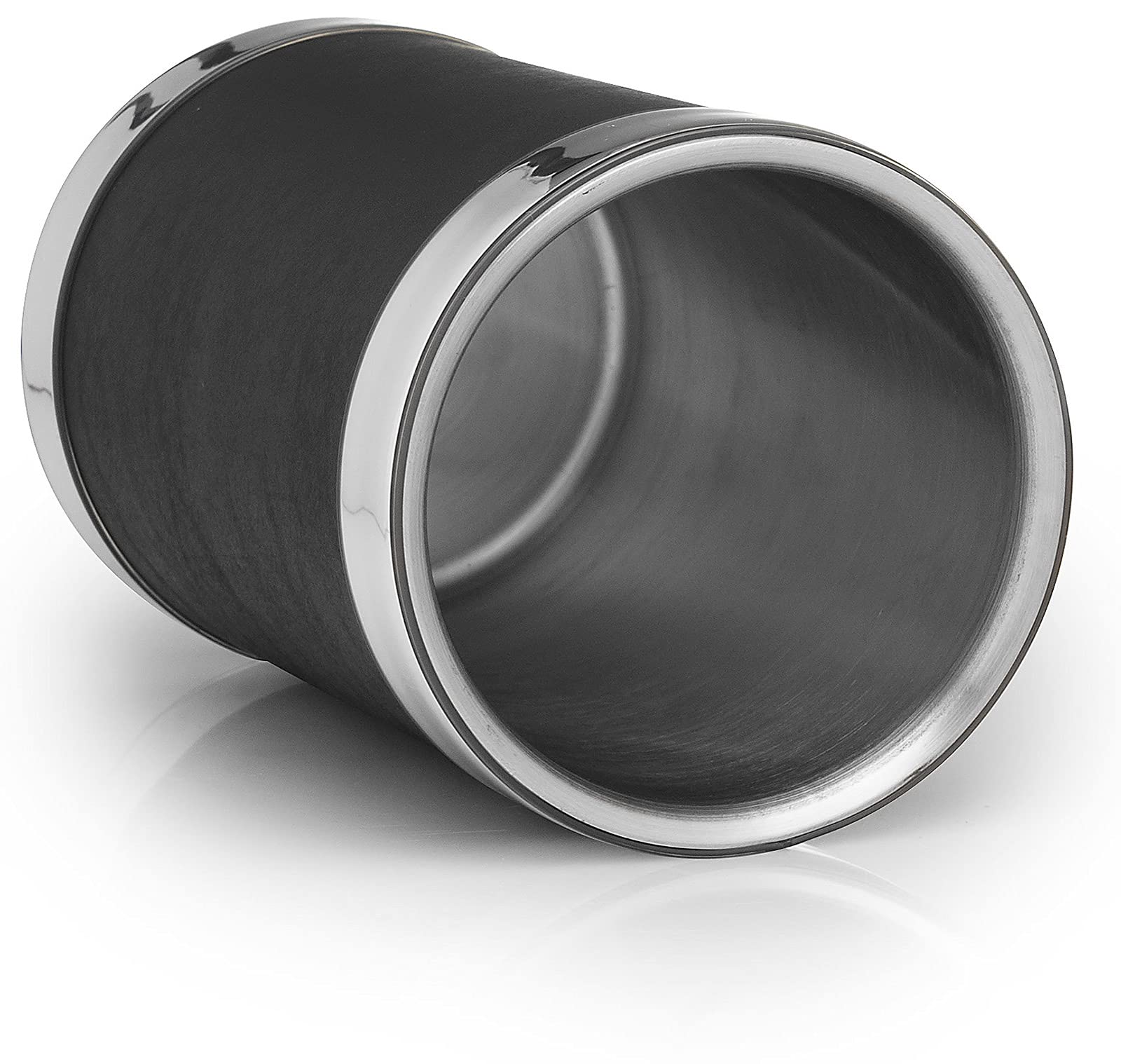 Hergestellt in den USA, doppelwandiger, isolierter Edelstahl-Weinkühler (schwarzes Kunstleder)