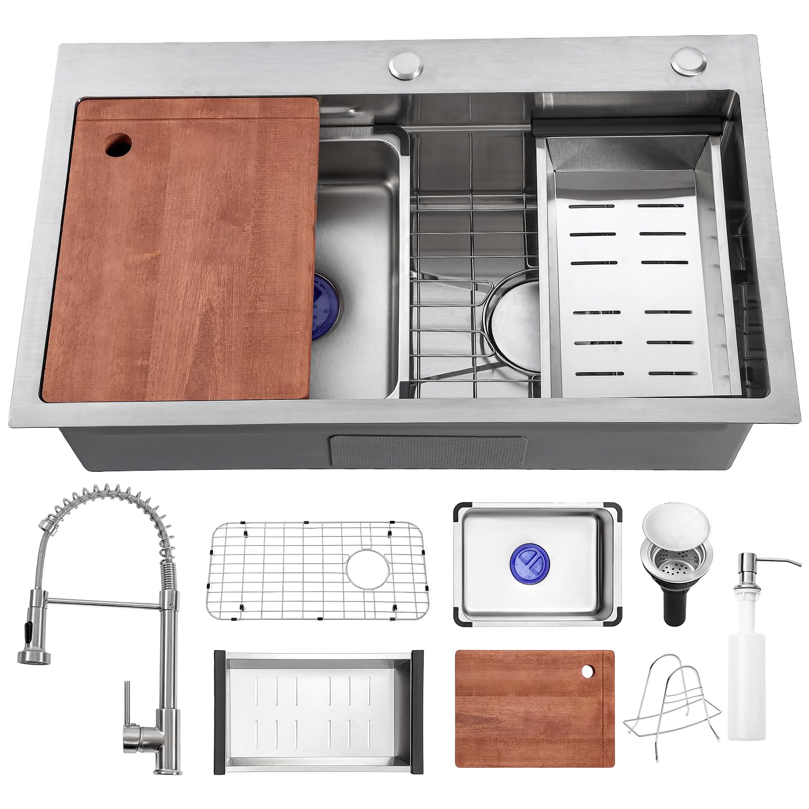 30 Inch Drop In Kitchen Sink with Faucet Combo