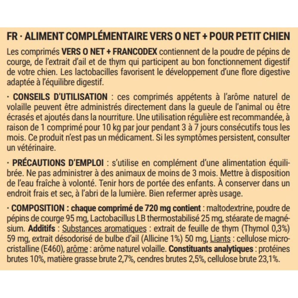 Francodex - Anti Parasite 30 comprimés pour Chiot et Petit Chien