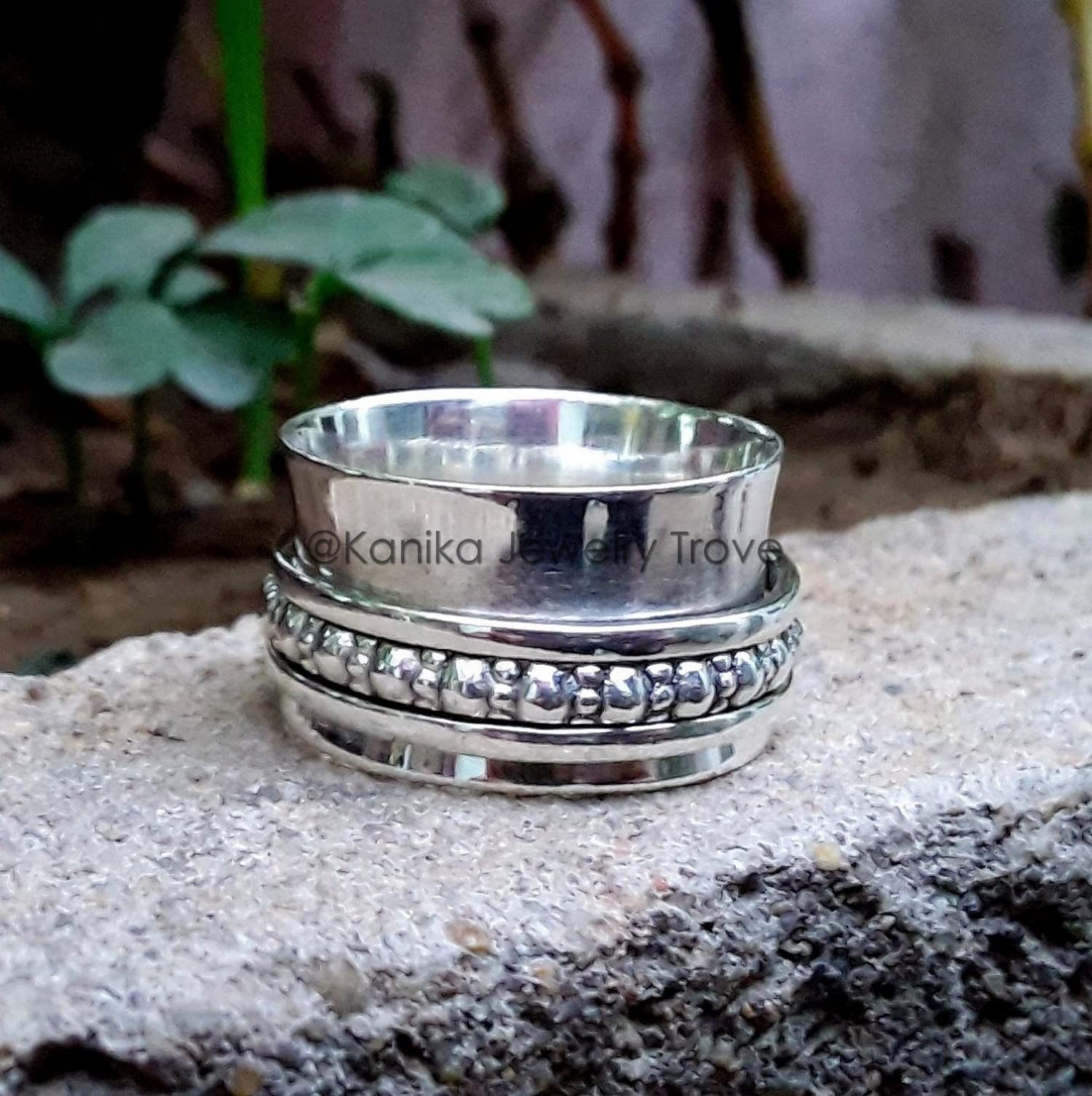 Angst Ring für Meditaion, 925 Sterling Silber Spinner Band Ringe für Damen, Geschenk Ring zum Muttertag Größe 7