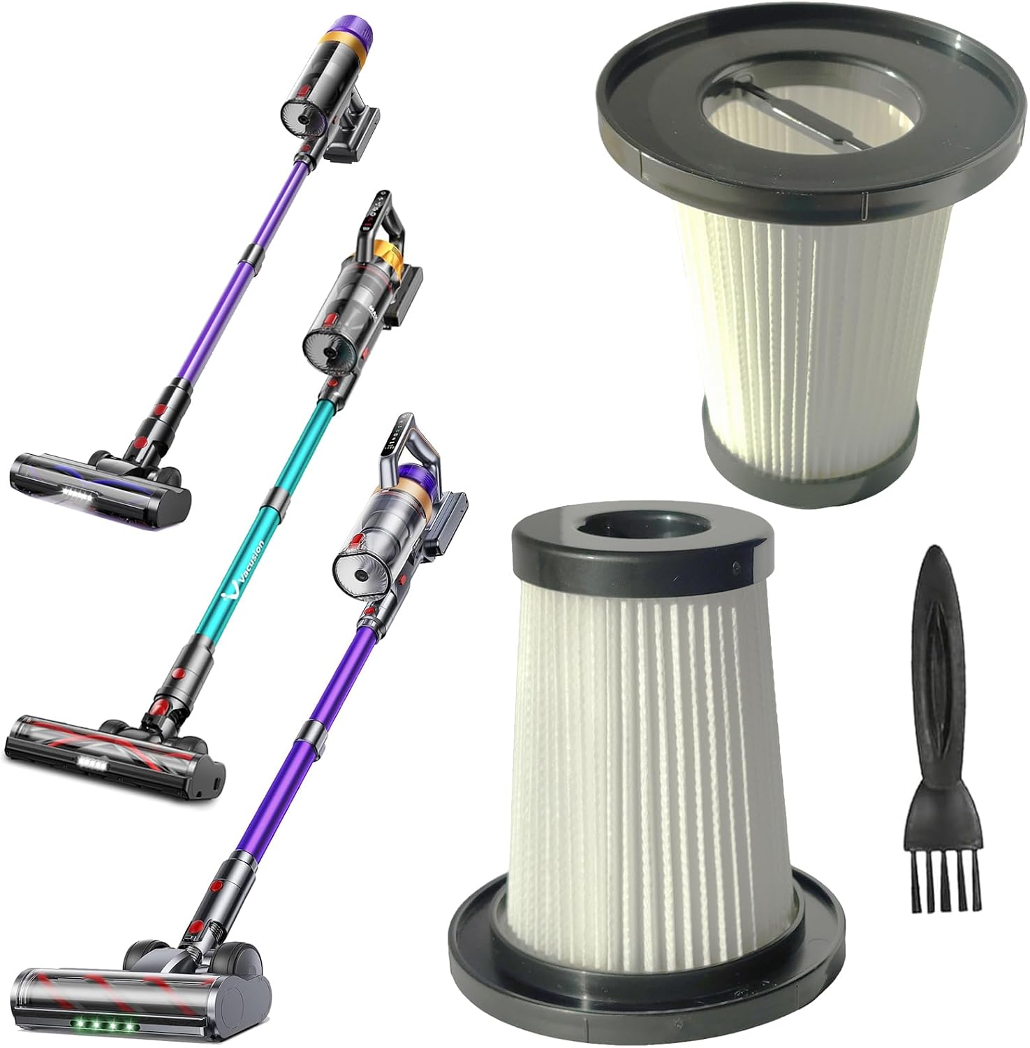 2Pack Hepa Replacement Filters Compatible with Vacusion VBS-02, INTETURE BP30 Cordless Vacuum Pre-motor Filters Works with TVTAU T10 and Rittvot L60pro Upright Vacuum.(3.58in*3.58in*3.75in)