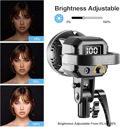 Miniatura 3 de GVM Great Video Maker Luz de video LED CRI97 con soporte Bowen de 80 W 5600 K luz de día LED regulable para fotografía con filtro reflector