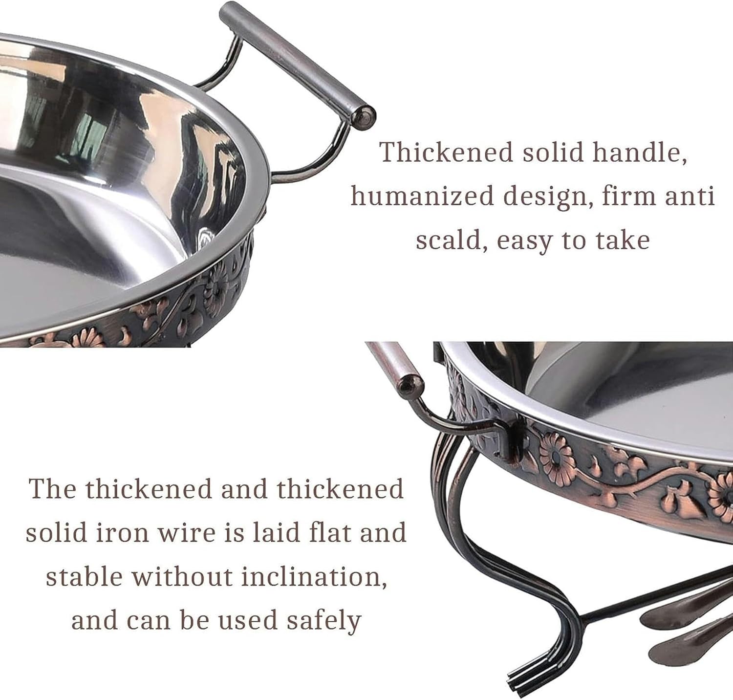 Stainless Steel Chafing Dish Alcohol Oven, Non-Stick Grill Plate Barbecue Fondue Cookware for Catering, Parties & Buffet Warming Tray(28cm) ()