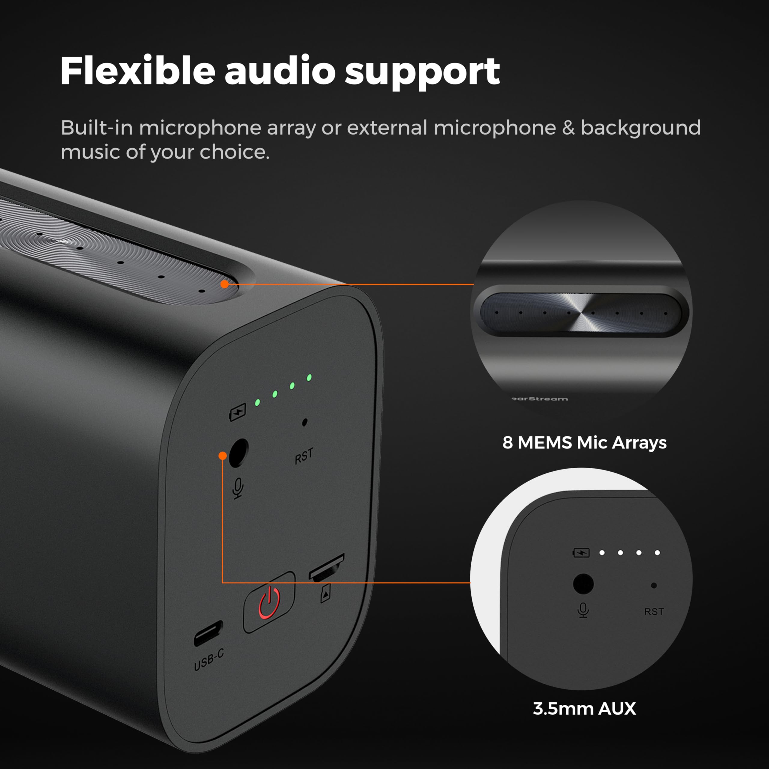 NearStream VM33 2K Wireless Streaming-Kamera, 40x Hybrid-Zoom (10x optisch, 4X digital), 8-AI-Mikrofone mit Rauschunterdrückung, 6-Stunden-Akku, Multi-Cam, für YouTube, Twitch, Kirche und Sport