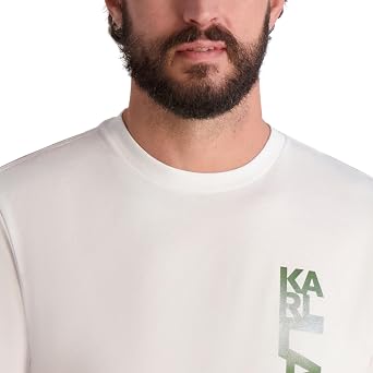 Karl Lagerfeld Men's Short Sleeve Crewneck Vertical Karl Logo Graphic Design T-Shirt