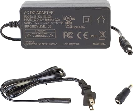UL AC Power Adapter Driver 12v 36W 3A 5.5mm x 2.1mm DC Output Plug + 5.5mm x 2.5mm Adapter 36w