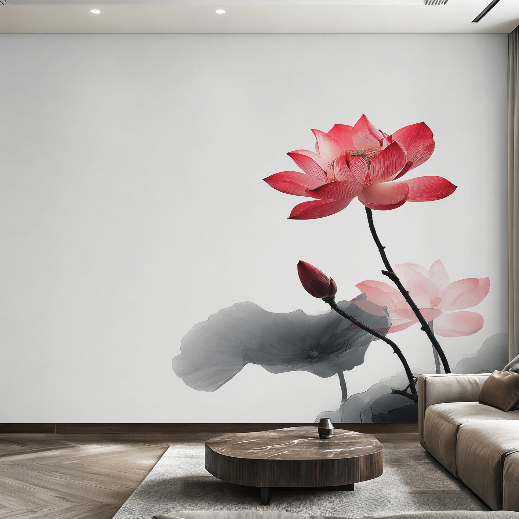 Papier peint panoramique intissé style chinoiserie haut de gamme pour grand salon