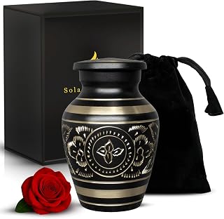 Small Urns for Human Ashes Keepsake - Memorial Keepsakes for Men & Women - Mini Urns for Ashes - Cremation Urn for Mom & Dad - Perfect Tribute for Loved Ones (Black, Small)