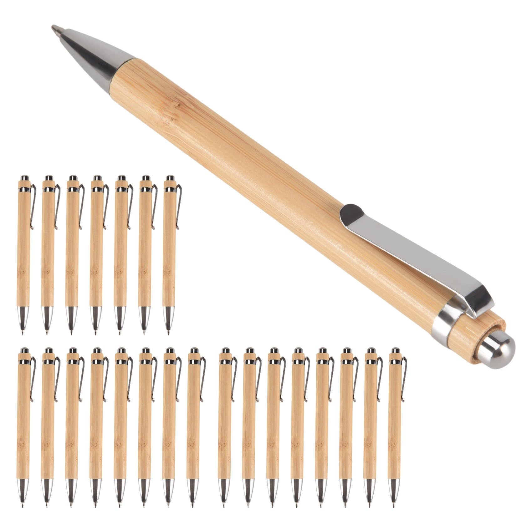 96 Pezzi Penna un Sfera Retrattile nel Bambù Inchiostro Nero 1 mm Penne per Prodotti per Ufficio Penna un Sfera nel Bambù Penne un Sfera nel Legno