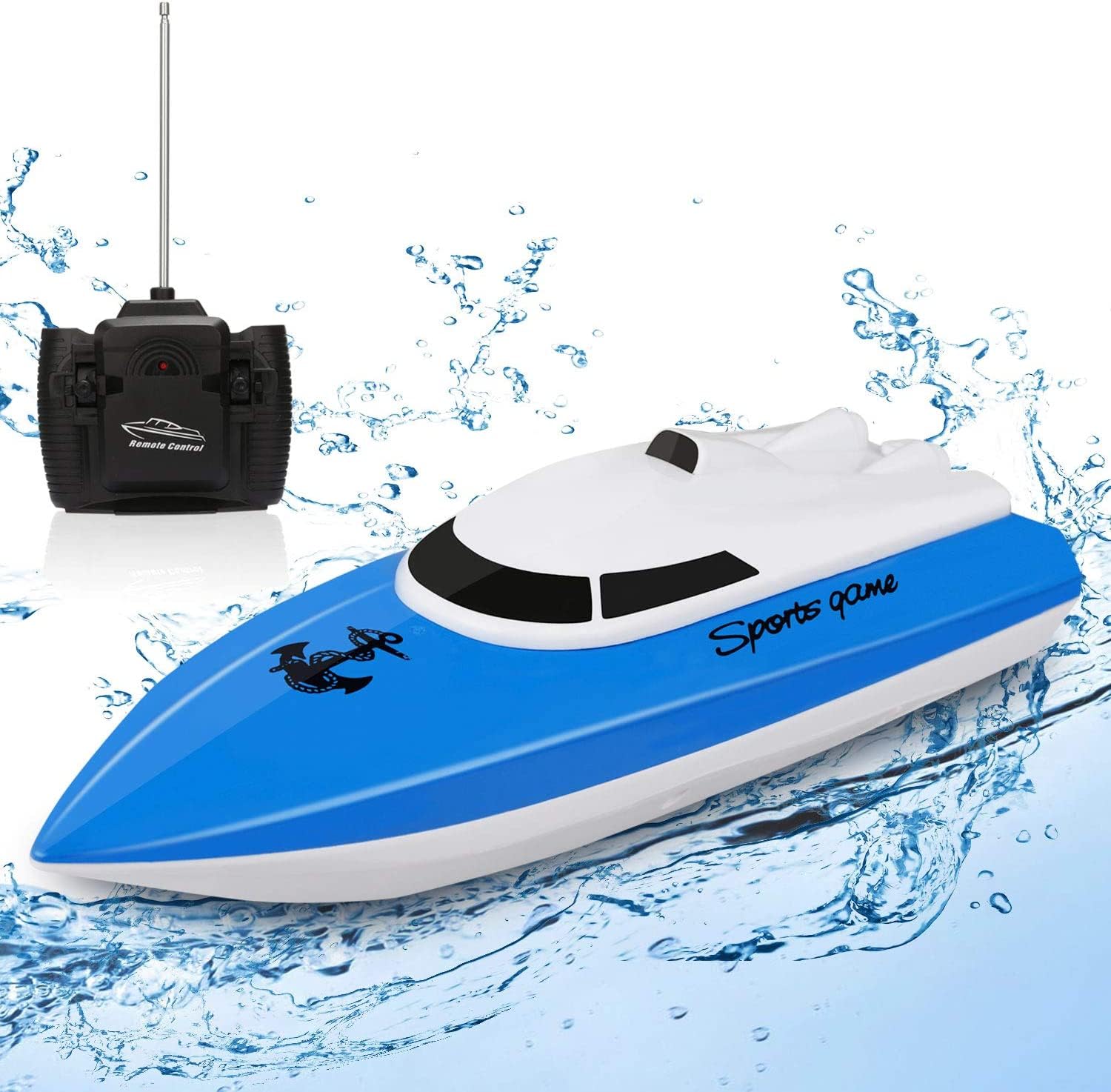 ADVENTURE ZONE Remote Control Racing Boats for Pools and Lakes, 10KM/H Mini Speed Boat Toys Outdoor Adventure Electric 4 Channels for Kids