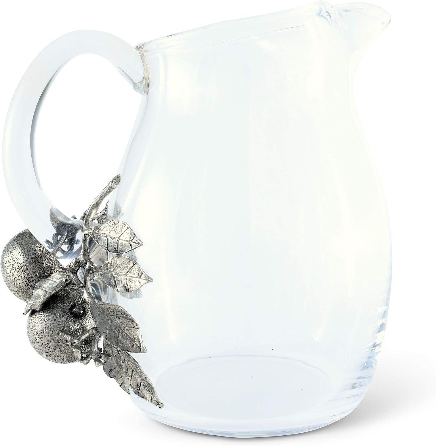 Vagabond House Glass Orange Blooms Juice Serving Pitcher Water Jug for Cold Water, Ice Tea and Juice Beverage 8 inch Tall 72 oz
