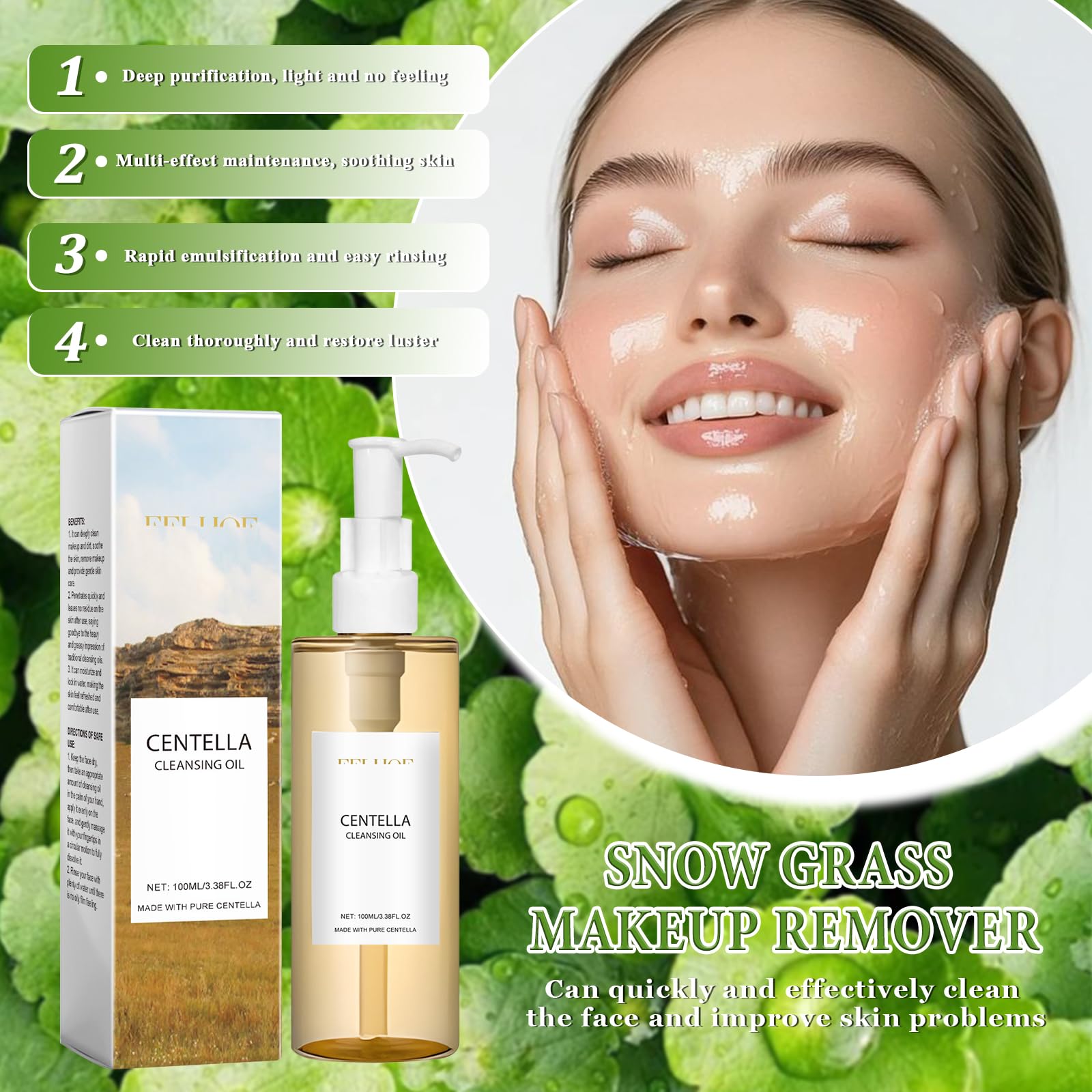 3 Piezas Centella Skincare, Centella Cleansing Oil + Limpiador Facial + Asiatica Serum, Centella Cleanser, Aceite Limpiador Facial Coreano, Adecuado para pieles sensibles — view 5