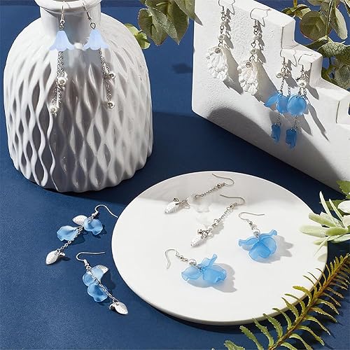 Miniatura 54 de SUNNYCLUE 1 caja de 10 pares de dijes acrílicos de flores florales 3D, kit de fabricación de aretes de lirio de cala para hacer joyas, iniciadores