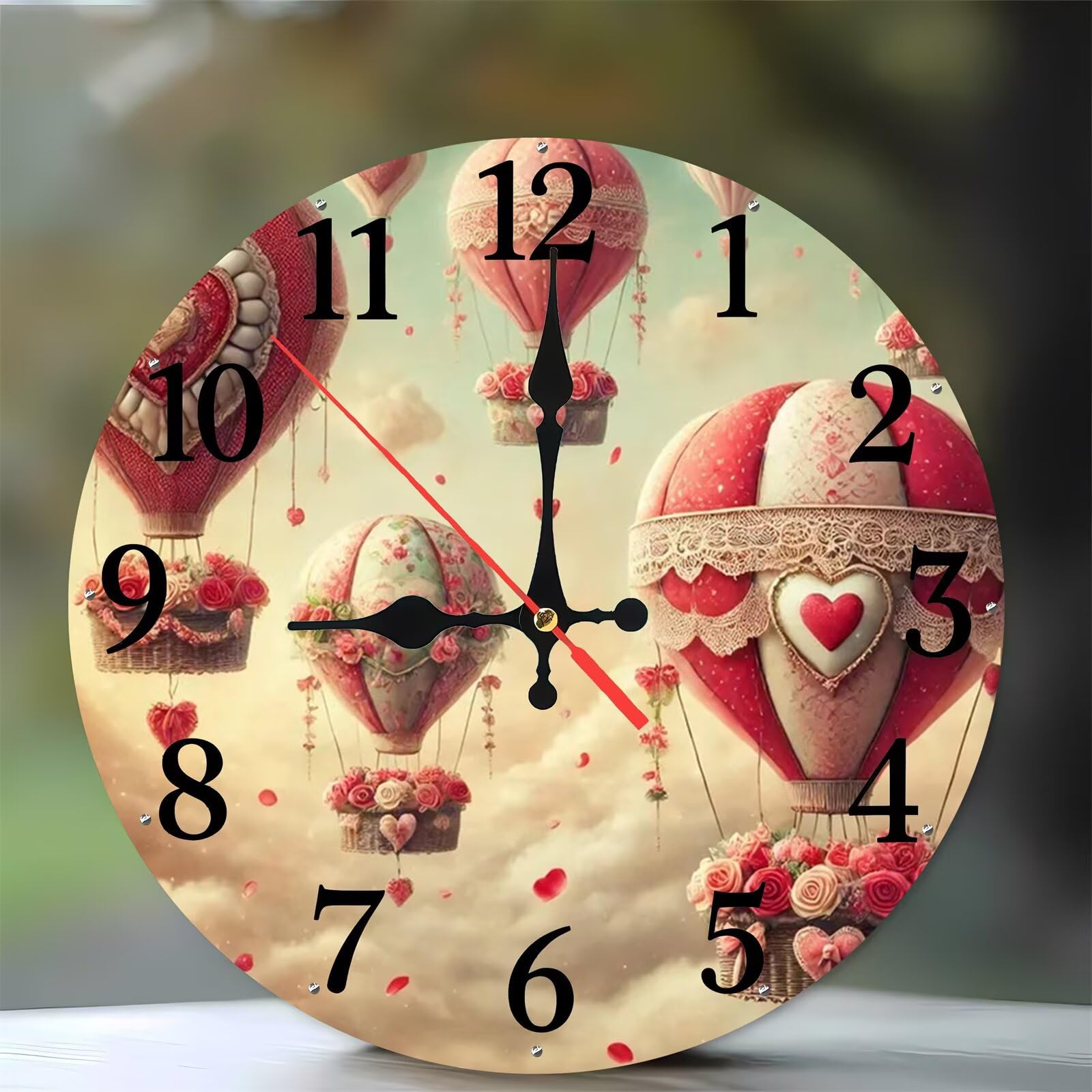 Horloge murale cuisine silencieuse à quartz sans tic-tac rose