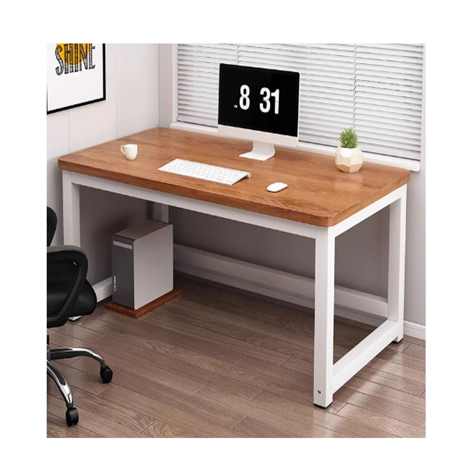 Bureau avec coins arrondis table informatique compacte pour petite pièce et devoirs