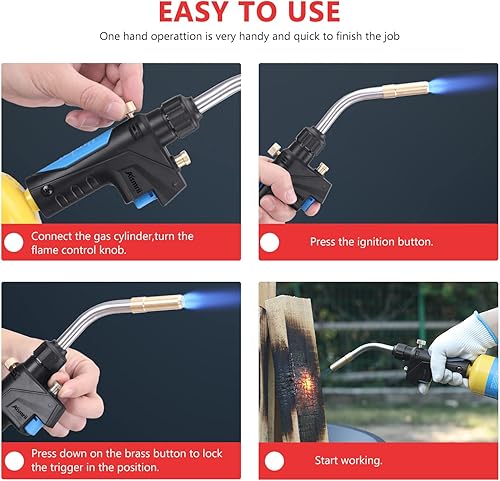 Miniatura 3 de MAPPMAPPROPANE - Antorcha de gas, cabezal de antorcha, soldadura fuerte, conexión de tubería de cobre, temperatura máxima de llama 3600(2,372.0 F)