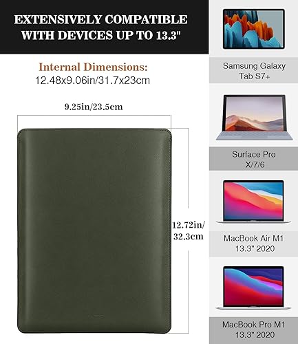 Miniatura 2 de MoKo Funda para laptop compatible con MacBook Air M2M1Pro M1 13.3 2022-2018, Galaxy Tab S8+ 12.4 pulgadas, piel sintética, maletín para computadora,