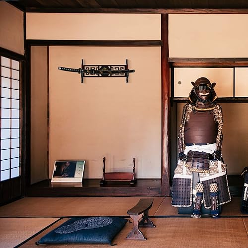 Miniatura 4 de Gerrii Katana 1 Tier Sword Wall Mount Sword Holder Display Hanger Gifts for Valentine Red Velvet Padded Japanese Wakizashi Samurai Display Rack