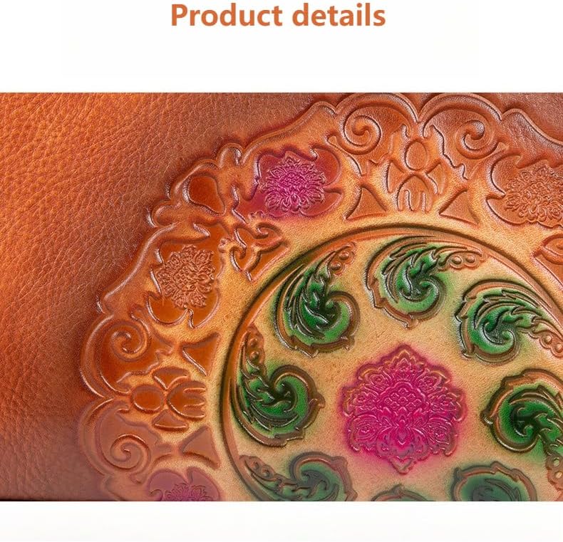 Miniatura 7 de Genuine Leather Floral Embossed Handbag for Women Handmade Vintage Tote Purse