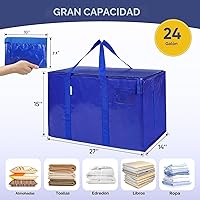 Vista 5 de Ticonn - Bolsa de transporte extragrande con cremalleras y asas de transporte, resistente, para ahorrar espacio, color azul