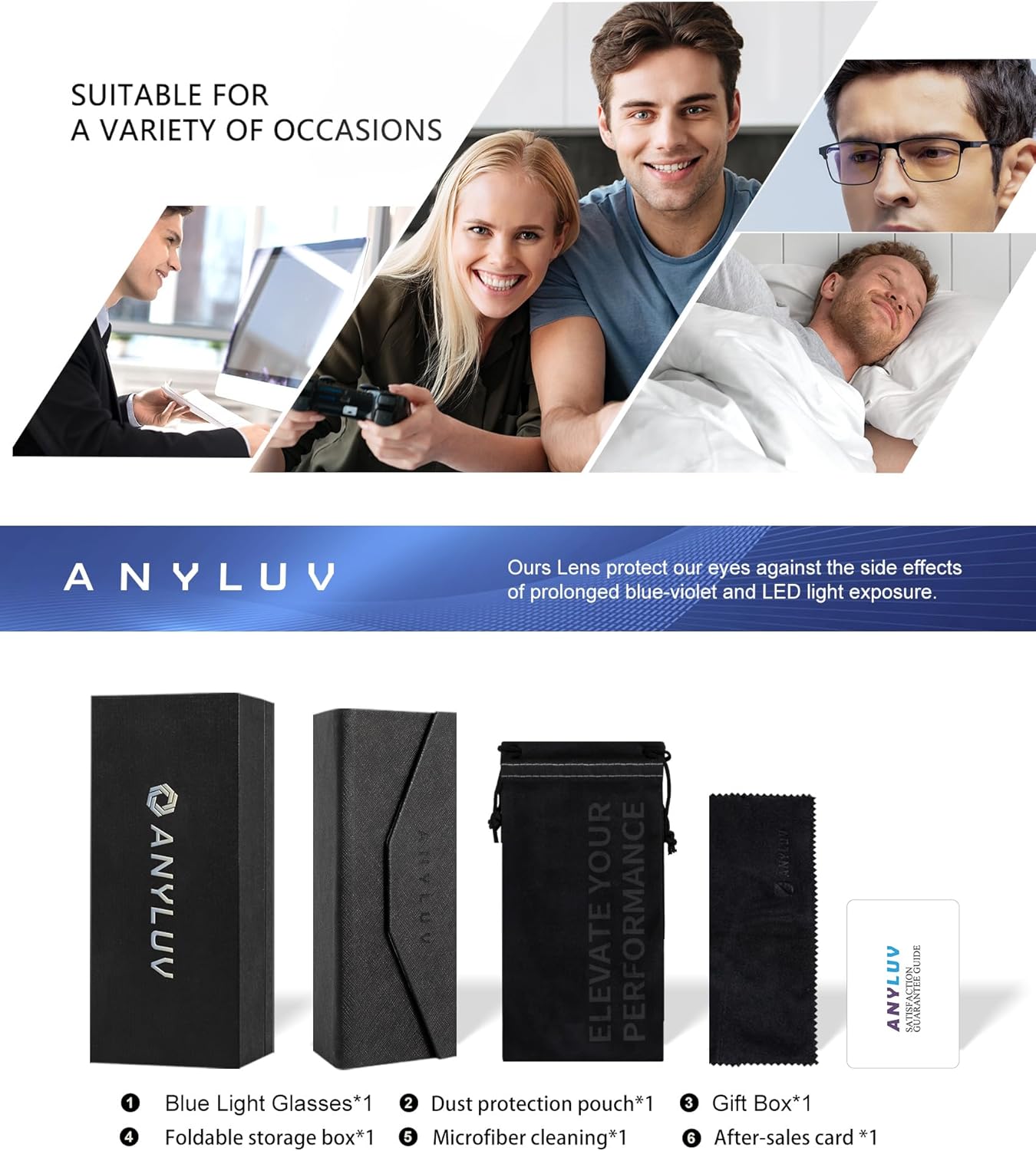 ANYLUV Blue Light Glasses for Men/Women, Lightweight Blue Light Blocking Glasses, Anti-Eye Strain Computer Glasses for Gaming - Image 7