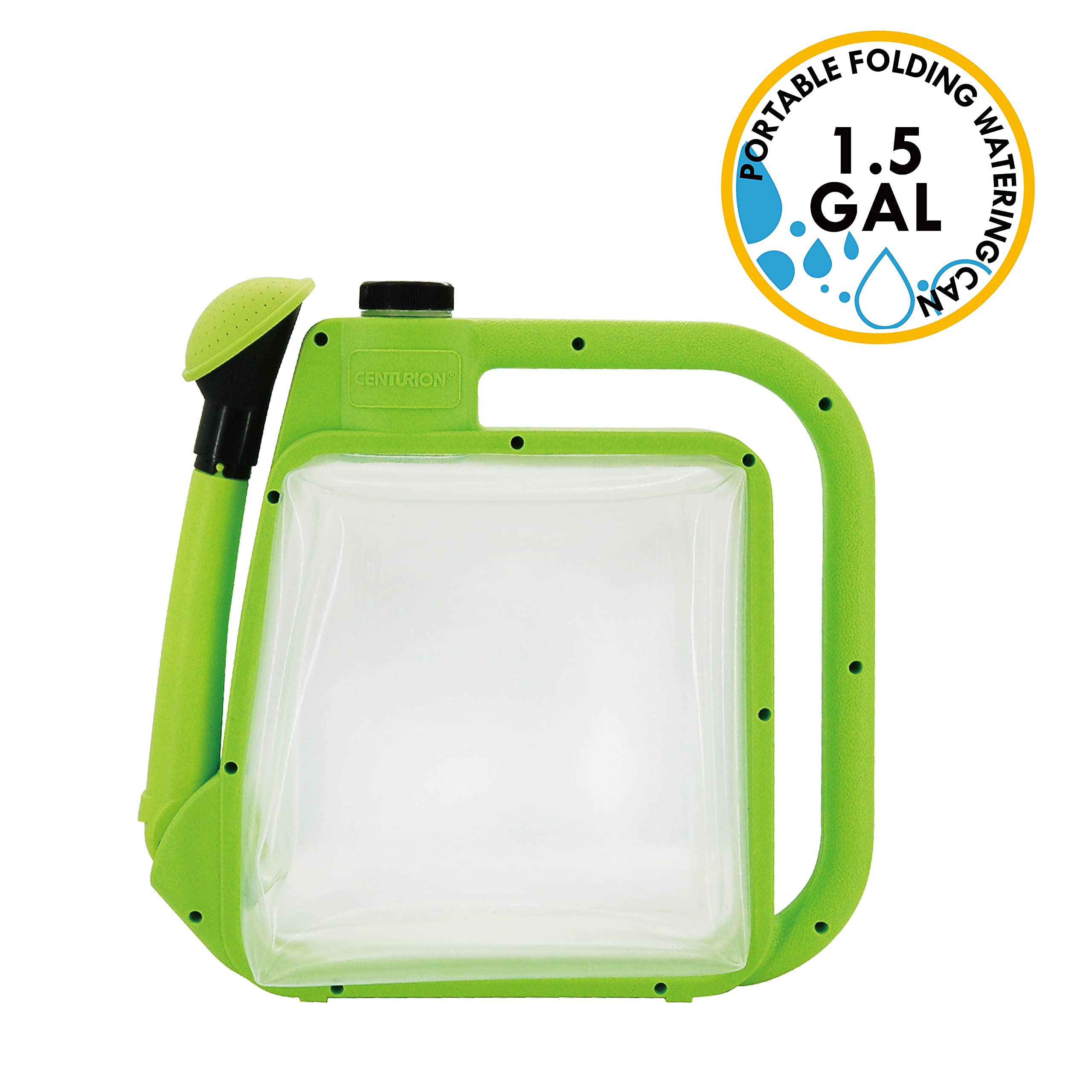 Centurion 1407 Foldable Clear Plastic Watering Can,1½ Gal with Rotating Nozzle, Long Stem Spout, Compact Ergonomic Design with Sprinkler & Pouring System Ideal for Indoor/Outdoor Lawn & Garden - Lime