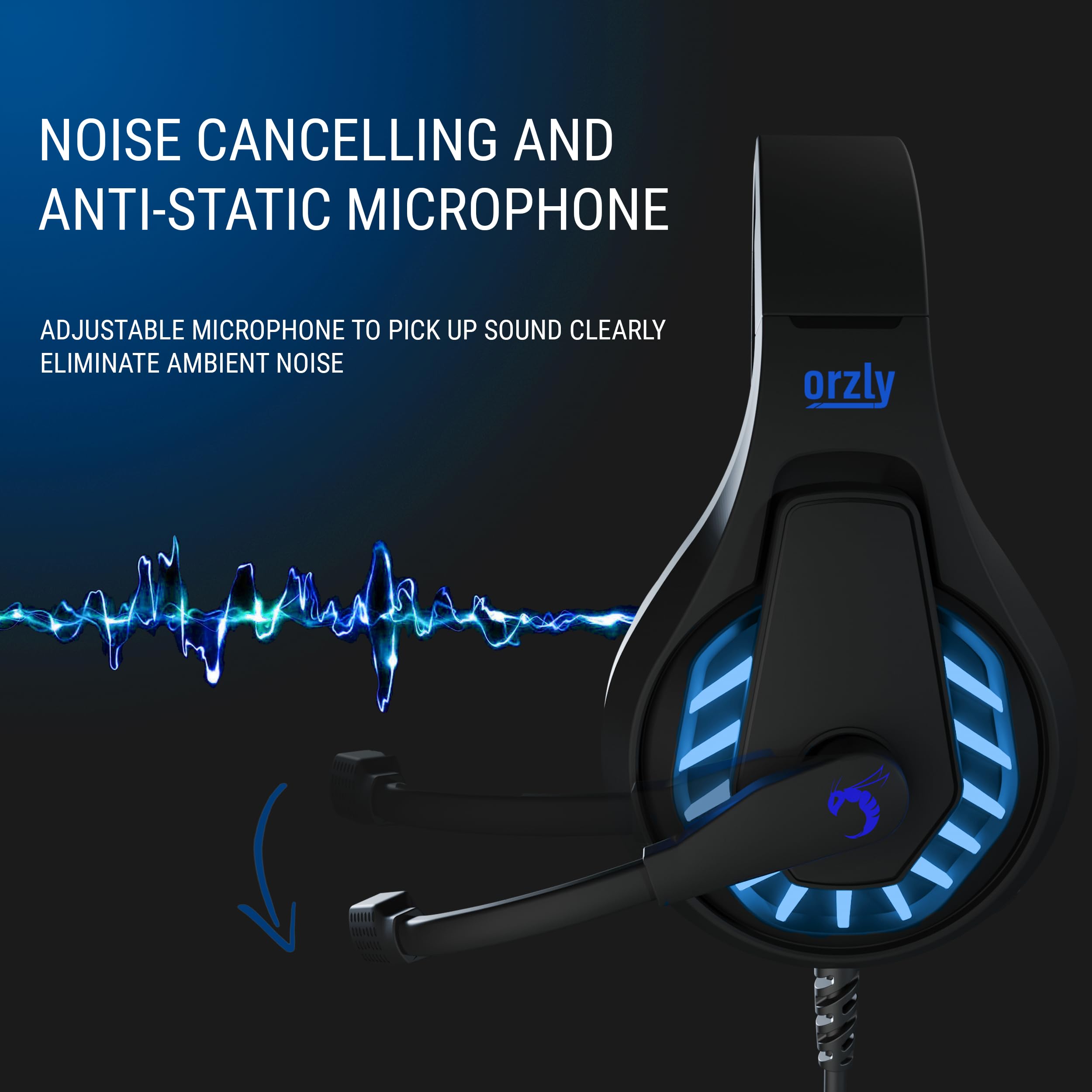 Orzly Gaming Headset for PC and Gaming Consoles compatible with PS5, PS4, XBOX SERIES X | S, XBOX ONE & Steam Deck with noise cancelling mic - RXH-30 Abyss Edition GIFT BOX Edition — view 4