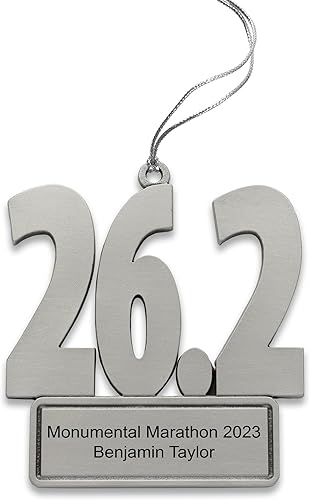 Miniatura 2 de Indiana - Adorno de metal personalizado de maratón 26.2 – Adorno de Navidad personalizado con grabado personalizado, 2.25 pulgadas, adorno de peltre