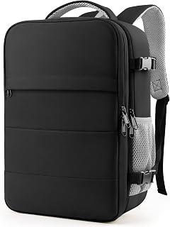 HOTOR Travel Backpack - Flight Approved Travel Bag for Men and Women, Carry on Luggage for 15.6" Laptop and Travel Essentials for Work, Business, Weekender, College 12.8"x8.3"x18.5" (Black)