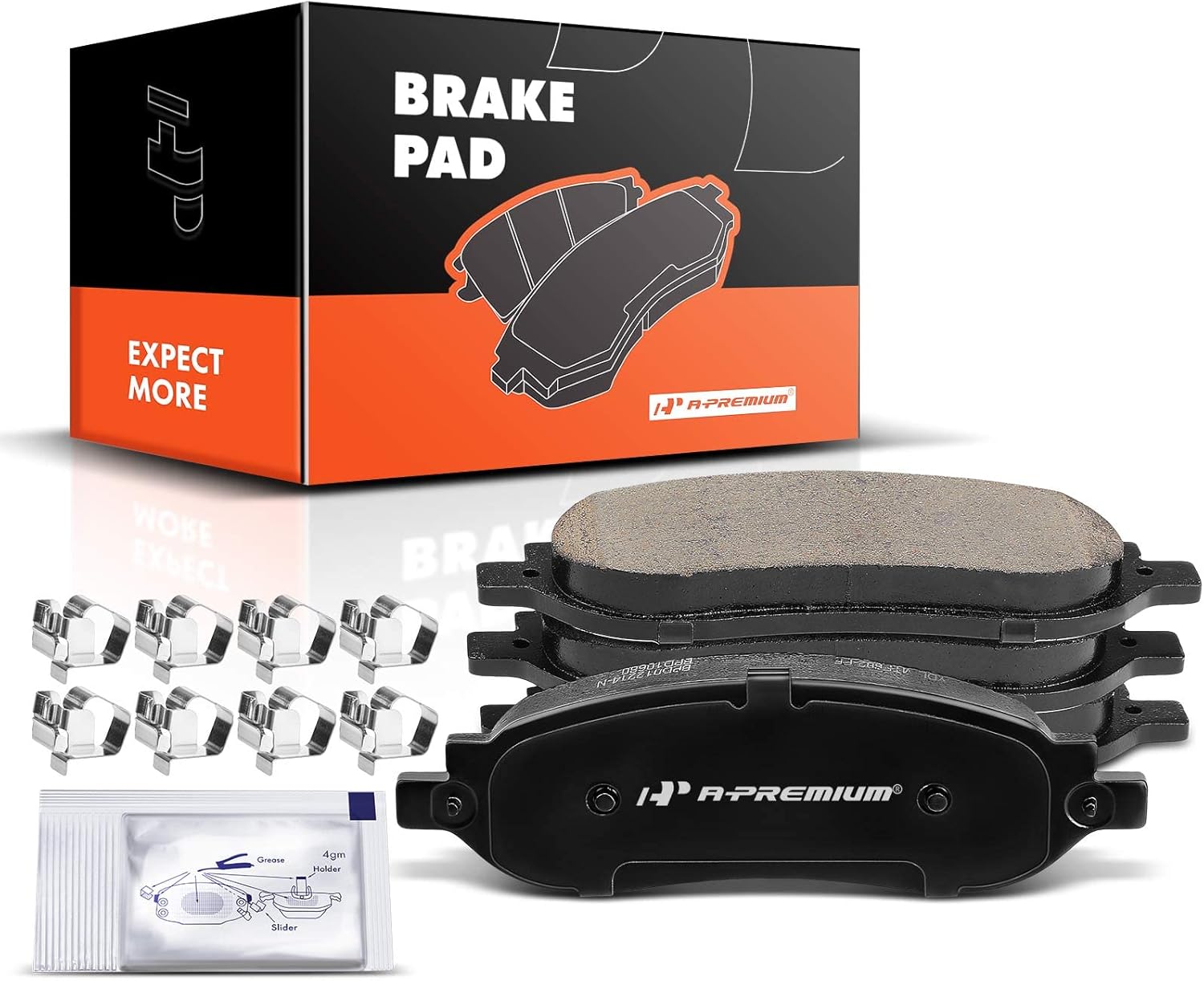 A-Premium Rear Ceramic Brake Pads Set Compatible with Ford Models - For F-250 Super Duty/F-350 Super Duty 2005 2006 2007, with Hardware, 4-Pack
