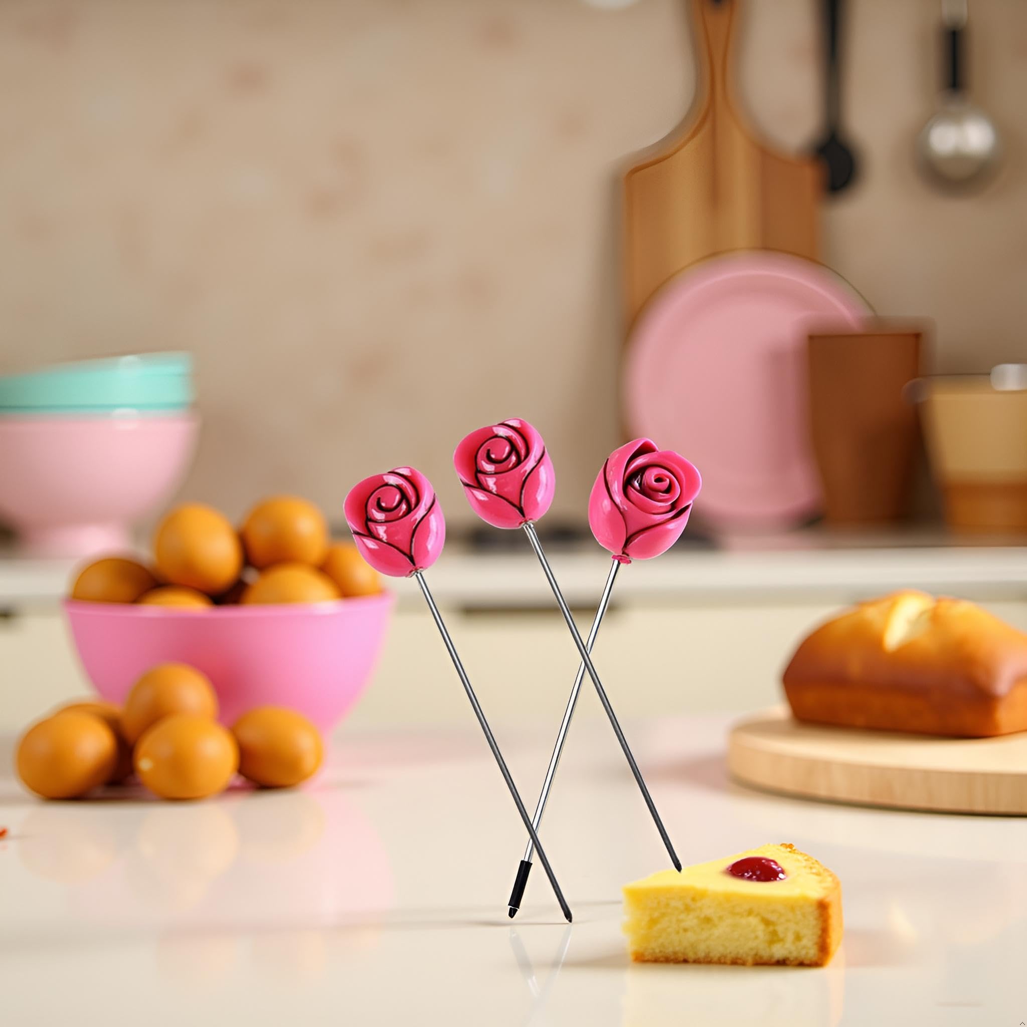 2 pz profondo rosso torta testa ago sonda in acciaio inox riutilizzabile tester per torte rivelatore di cottura, panetteria per la casa per torte fai da te spiedo pane spiedo muffin torta test cucina