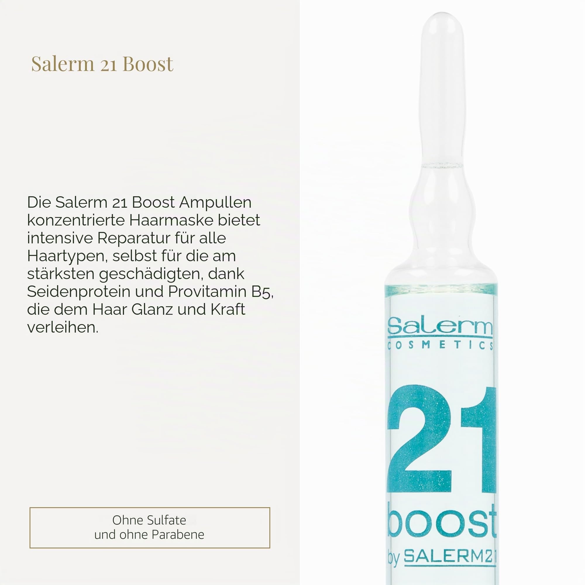 SALERM – Konzentrierte Haarmaske – Salerm 21 Boost Moisturizing Hair Ampoules – 8 x 13 ml – Repariert das Haar – Mit Hitzeschutz – Anti-Pollution und Anti-Frizz