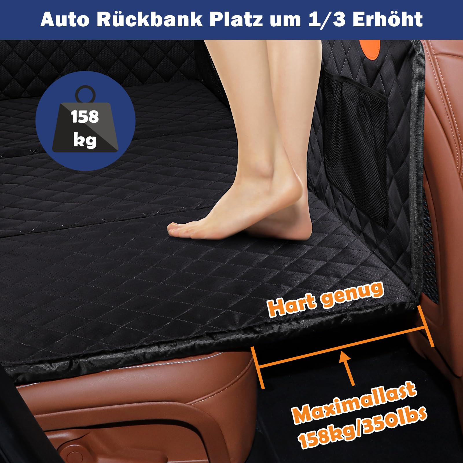 JOEJOY Coprisedile Auto per Cani, Estensore per Sedile Posteriore per Cani, Coprisedile Posteriore Auto per Grandi Fondo Rigido, Telo Auto per Cani Antigraffio Impermeabile Amaca per Cani, Nero