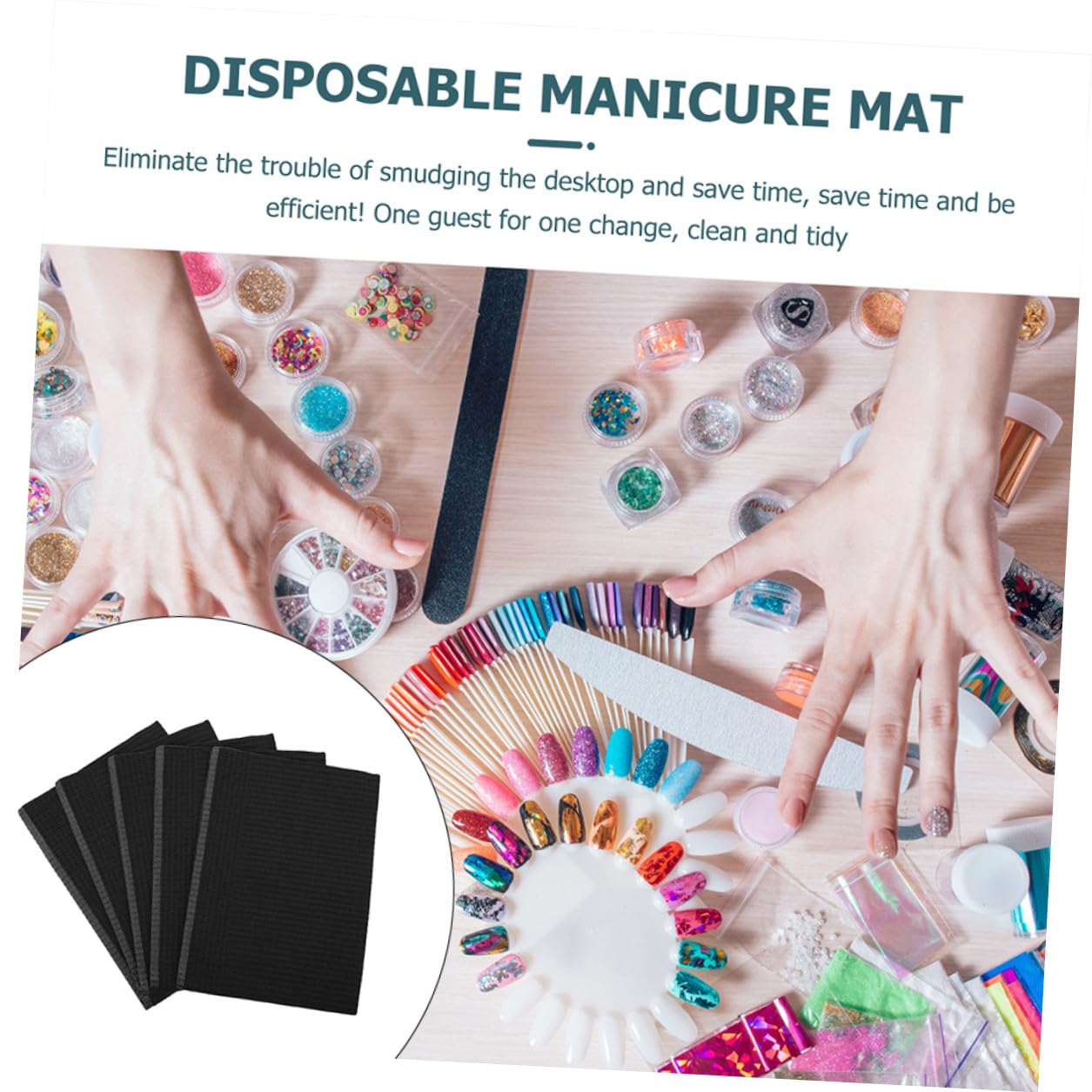 Zerodeko Tappetino per Manicure Monouso 125 Pezzi Tovagliette Assorbenti per Nail Art e Protezione Tavolo per Saloni di Bellezza e Centri Tatuaggi Colore Nero