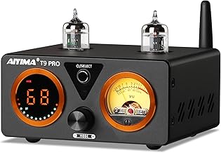 AIYIMA T9 PRO 200W Bluetooth Amplifier HiFi Digital Class D Power Amp 2.0/2.1 Channel Vacuum Tube DAC Amp with VU Meter & Bass Treble Bluetooth 5.2 Coaxial Optical PC-USB inputs