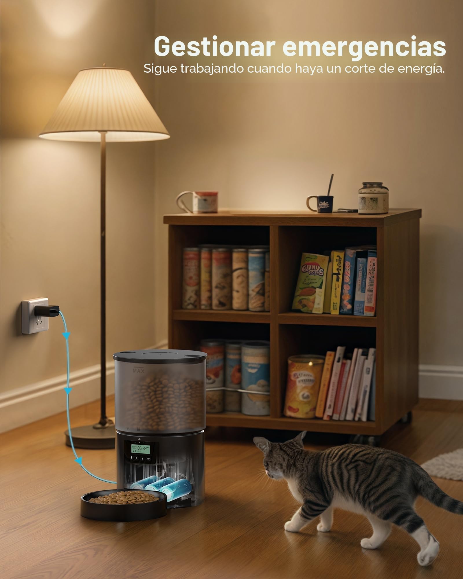 Comedero Gato Automatico Dispensador Comida: Pet Food Feeder con Temporizador Programable - 1-6 Comidas al DíA - Comedero con Presione la Tapa y Función de Grabación 10s - 4L Negro