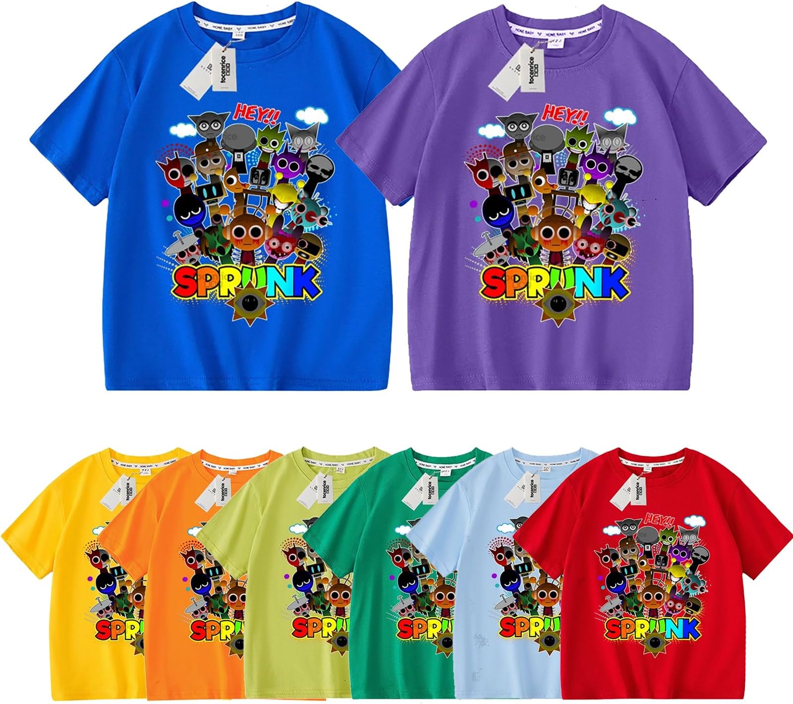 [ワイビ優品] スプランキー Tシャツ 半袖 子供服 かわいい キャラクター 子供 キッズ ホラーバージョン クルーネック 男の子 女の子 夏服 カラフル おしゃれ カジュアル 柔らかい 通気性 [並行輸入品]