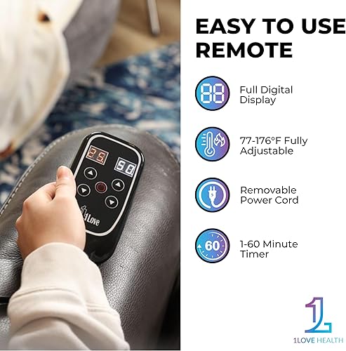 Miniatura 3 de 1Love Almohadilla térmica de infrarrojos lejanos | Tamaño grande 18 x 27 pulgadas | 77-176F | Con piedras de jade | Para la parte superior de la